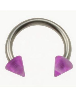 Rund Øjenbrynspiercing med Lilla Spike Kugler - 1.2 x 8 mm