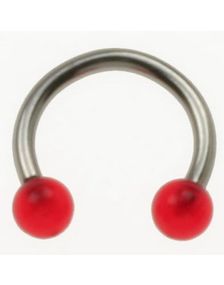 Rund Øjenbrynspiercing med Røde Kugler - 1.2 x 8 mm