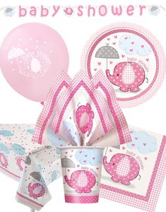 Babyshower Pakke til 16 Personer - Pink Elefant