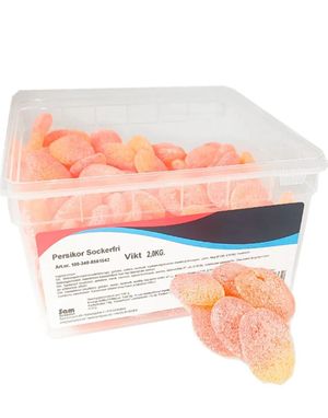 2 kg Sugarfree Peaches - Sukkerfrie Fersken-Vingummi 