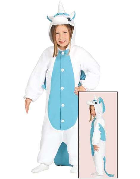 Kigurumi Blåt Unicorn Børnekostume