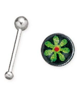 Lige Næsepiercing med Grøn Blomst