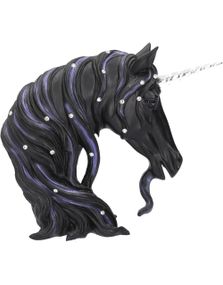 Jewelled Midnight - Sort Enhjørningfigur med Klare Sten 15 cm