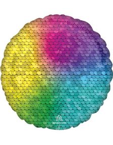 Regnbuefarget Paljett/Havfrue Folieballong 43 cm