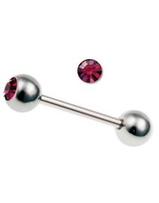 Pæn Tungepiercing med Mørk Rosa Sten