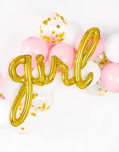 Girl - Gullullfarget Folieballonger 30 cm