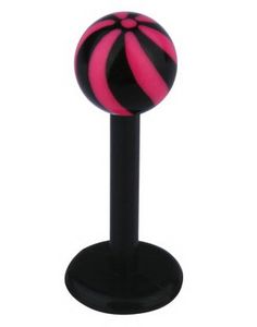 Candy Stripes Labret - Sort/Rosa - Strl 1,2x8x4mm