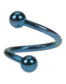 Twister - 1,2 x 8 mm Blå Øjenbrynspiercing