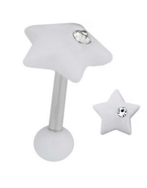 Candy Star Tragus/Helix White - Strl 1.2 x 8 mm