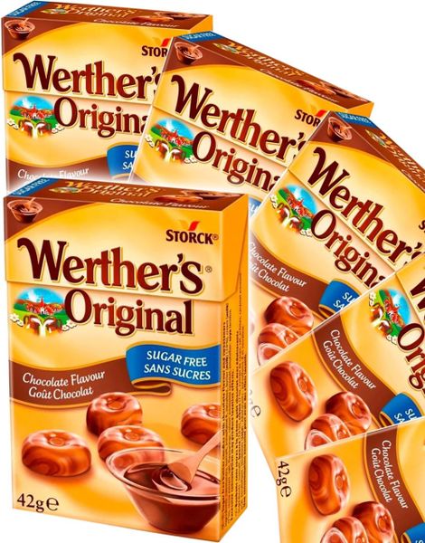 12 stk. Werthers Original Chocolate - Sukkerfri Karameller med Chokoladesmag - Hel Æske 504 gram