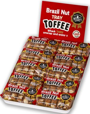 10 stk af 100g Walkers Brazil Nut Toffee i metalbakke