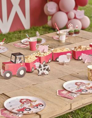 DIY Traktor Snacksstativ med 5 Hengere/Beholdere og Dyrefigurer - Farm Friends
