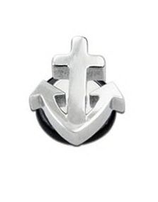 Laser Cut Silver Anchor - Fake Plug