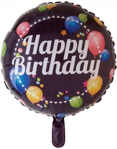 Happy Birthday - Rund Folieballon med Ballonmotiv 46 cm