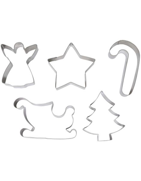 5 stk Kakeutstikkere/Kakeformer i Metall med Forskjellige Julemotiver