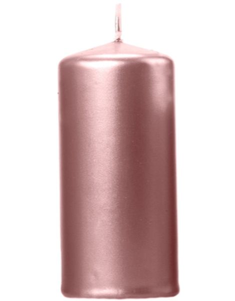 Metallisk Rosenguldfarvet Kubelys 12x6 cm