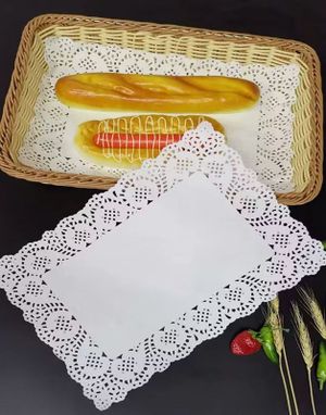 20 stk Rektangulære Blondemønstrede Kageservietter/Underlag i Papir 25x35 cm