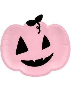 6 stk Pink Græskar Paptallerkner 25x22 cm - Pink Halloween