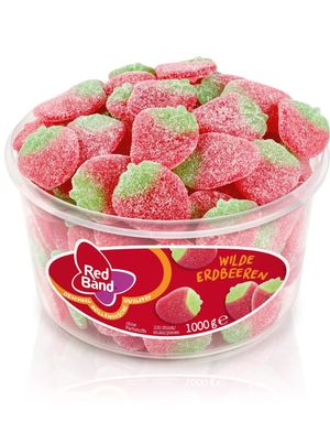 1 kg 100 stk Red Band Wilde Erdbeeren - Vingummijordbær med Markjordbærsmag