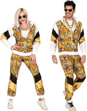  80 Talls Svart/Gullfarget Grilldress med Hodeskaller til Voksen