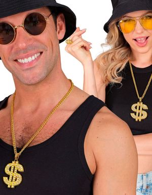 Strass Dollar - Guldfarvet Smykke med Bling