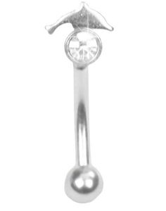 Øjenbrynspiercing med Klar Sten og Delfin - 1.2 x 8 mm