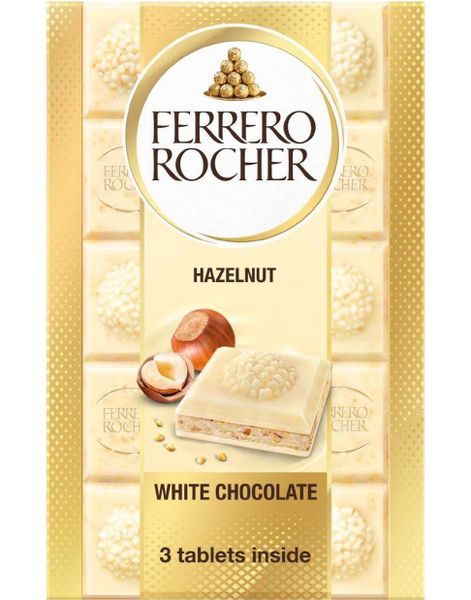 Ferrero Rocher Hvit Sjokoladeplate med Hasselnøtter 90 gram