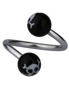 Øjenbrynspiercing med Dødningehoveder - Sort/Hvid - 1.2 x 10 mm