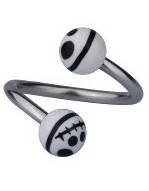 Eyebrow Piercing with Jack Skellington Head - Hvid/Sort - 1.2 x 10 mm