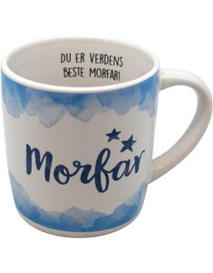Verdens Beste Morfar - Hvidt og Blåt Krus med Tekst