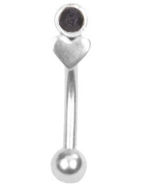 Øjenbrynspiercing med Hjerte og Sort Sten - 1.2 x 8 mm