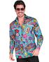 UV Glow Kostymeskjorte med Forskjellige Fargerike 80-Talls Motiver til Herre - XX-Large