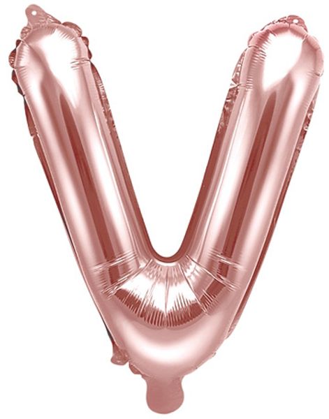 Bogstav V - Rosenguldfarvet 35 cm Folieballon