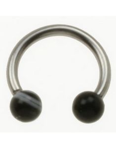 Rund Øjenbrynspiercing med Sorte og Hvide Kugler - 1.2 x 8 mm