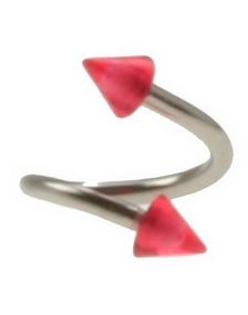 Curve Øjenbrynspiercing med Røde Pigge - 1.2 x 8 mm