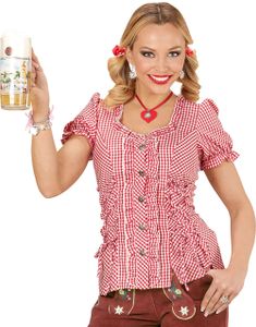 Rød og Hvid Ternet Oktoberfestskjorte til Damer