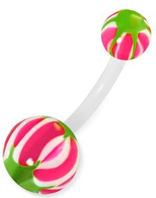 Candy Monster - Rosa, Hvid og Grøn Navlepiercing af Bioplast