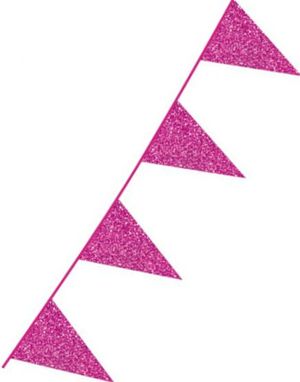 Rosa Glitter Banner med Vimpel Flagg 6 meter