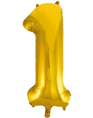 Tallet 1 - Guldfarvet JUMBO Folieballon 86 cm