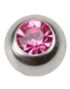 Blank Stålkugle Med Rosa Sten