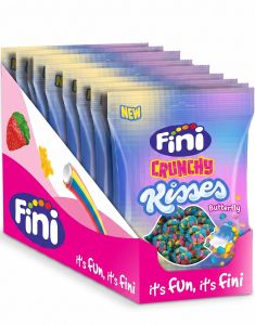 12 stk Fini Crunchy Kisses Raspberry Butterfly - Skumslik Med Hindbærsmag 75g - Hel Kasse