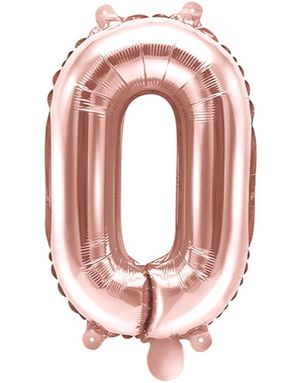 Tallet 0 - Rosenguldfarvet 35 cm Lille Folieballon