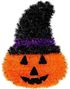 Glitrende Halloween Gresskar med Heksehatt 39x29 cm