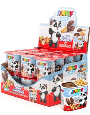 24 stk Jimmy The Panda Cream Chocolate - Brødpinner og Sjokolade - Hel Eske 1,25 kg