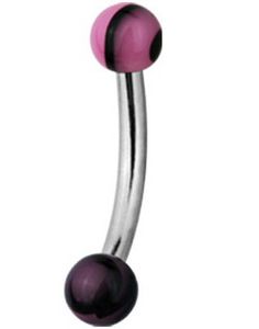 Magic Pink and Black Stone - 1.2 x 8 mm Øjenbrynspiercing
