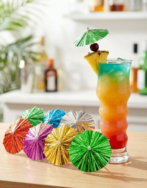 10 Stk Metalliske Cocktail Paraplyer 10 Cm - Flerfarvet