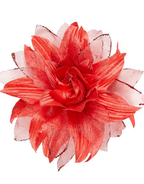 Hårspænde med Elegant Rød Blomst og Glitter