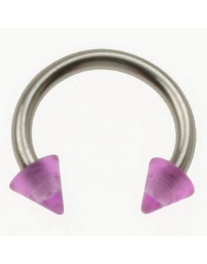 Rund Øjenbrynspiercing med Lilla Spike Kugler - 1.2 x 8 mm