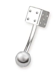 Banan med Terning & Bold - 1,2 x 8 mm Sølvfarvet Øjenbrynspiercing 
