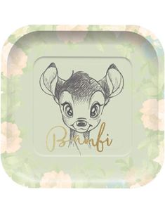 4 stk Firkantet Paptallerkener 24 cm - Bambi